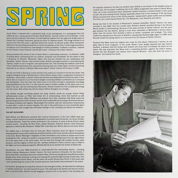 The Ibrahim Khalil Shihab Quintet Featuring Mankunku* - Spring  (LP) Matsuli Music Vinyl