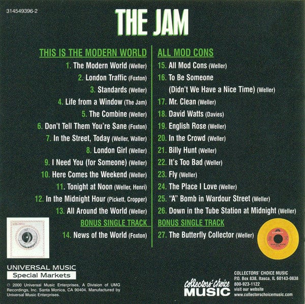 The Jam - This Is The Modern World / All Mod Cons (CD) Collectors' Choice Music, Universal Music Special Markets CD 617742017823