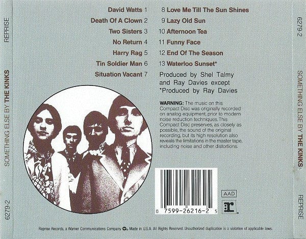 The Kinks - Something Else By The Kinks (CD) Reprise Records CD 075992621625