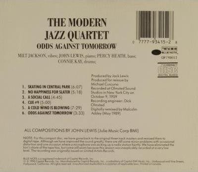 The Modern Jazz Quartet - Music From "Odds Against Tomorrow" (CD) Blue Note CD 077779341528