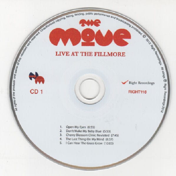 The Move - Live At The Fillmore 1969 (2xCD) Right Recordings CD 5035980113506