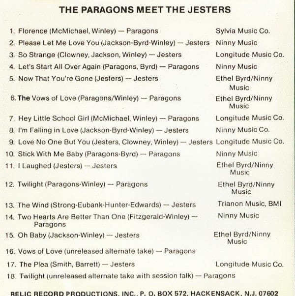 The Paragons (2) Meet The Jesters (2) - The Paragons Meet The Jesters (CD) Relic (2) CD 2407570062