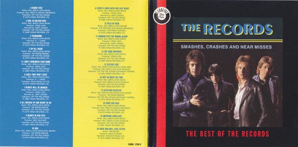 The Records - Smashes, Crashes And Near Misses (CD) Caroline Blue Plate CD 017046125024