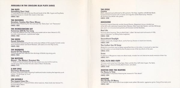 The Records - Smashes, Crashes And Near Misses (CD) Caroline Blue Plate CD 017046125024