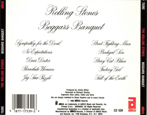 The Rolling Stones - Beggars Banquet (CD) ABKCO,London Records CD 018771753926