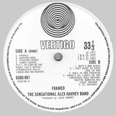 The Sensational Alex Harvey Band - Framed (LP, Album, Gat) on Vertigo at Further Records