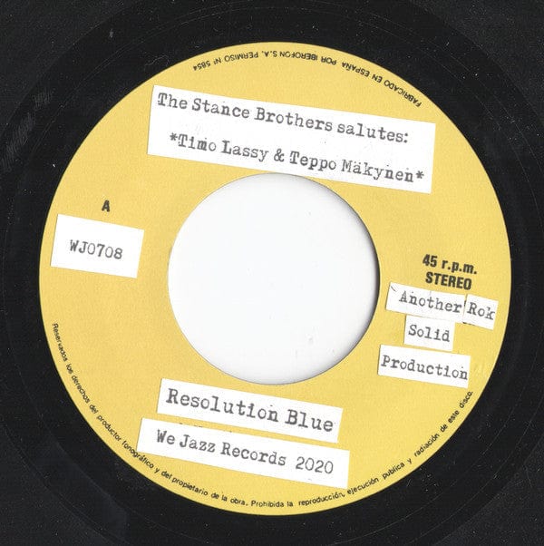 The Stance Brothers - Resolution Blue / Where Is Resolution Blue? (7") We Jazz Vinyl