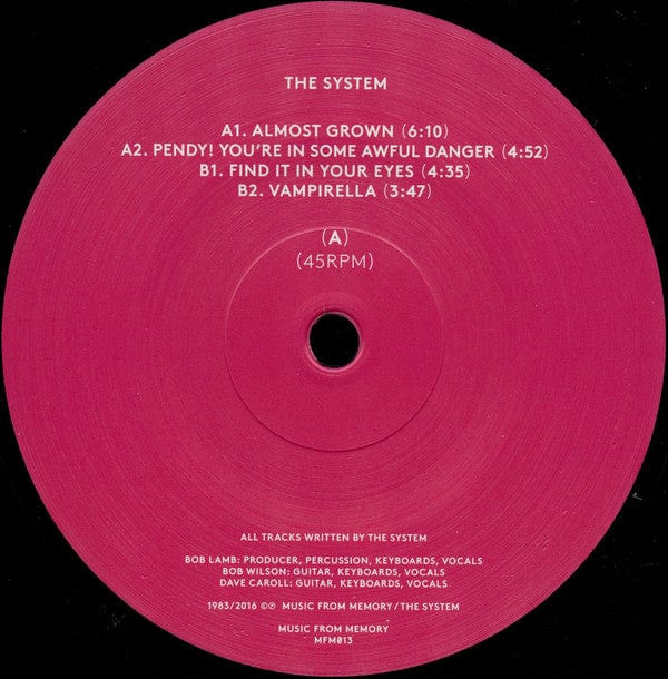 The System (8) - The System EP (12") Music From Memory Vinyl