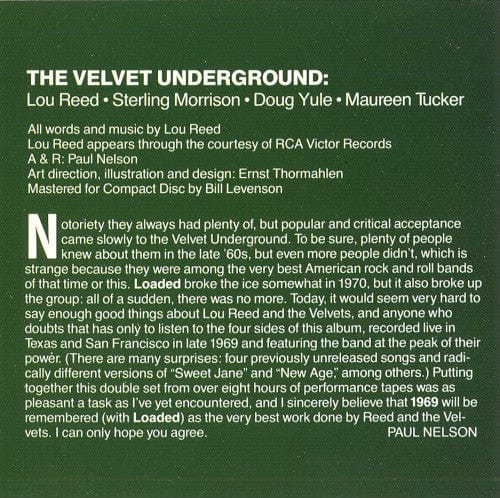 The Velvet Underground - 1969 · Velvet Underground Live · Volume 1 (CD) Mercury CD 042283482326