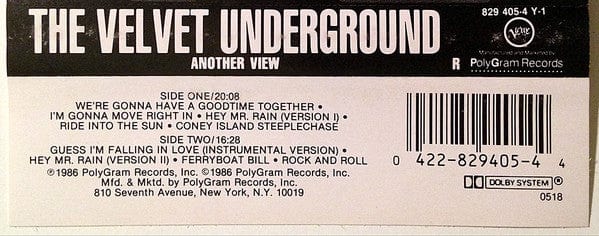 The Velvet Underground - Another View (A Collection Of Previously Unreleased Recordings) on Verve Records,Verve Records at Further Records