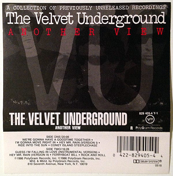 The Velvet Underground - Another View (A Collection Of Previously Unreleased Recordings) Verve Records,Verve Records 042282940544