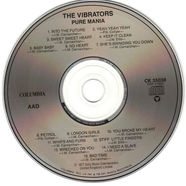 The Vibrators - Pure Mania (CD) Columbia CD 07464350382