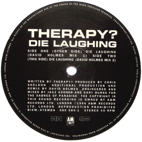 Therapy? - Die Laughing (David Holmes Remixes) (12") A&M Records Vinyl 731458058915