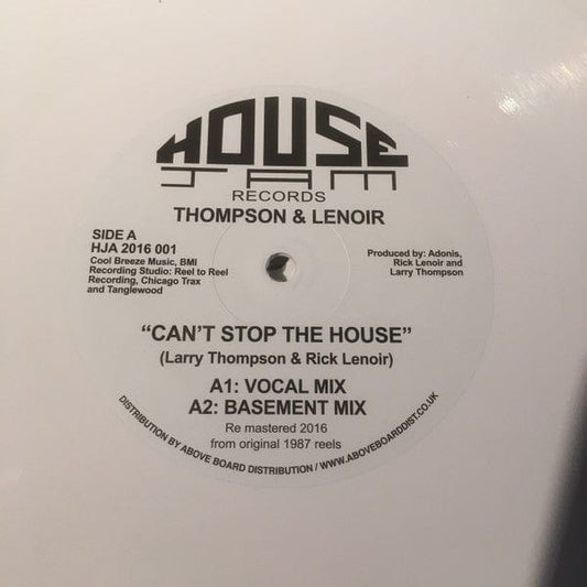 Thompson & Lenoir - Can't Stop The House (12") House Jam Records Vinyl