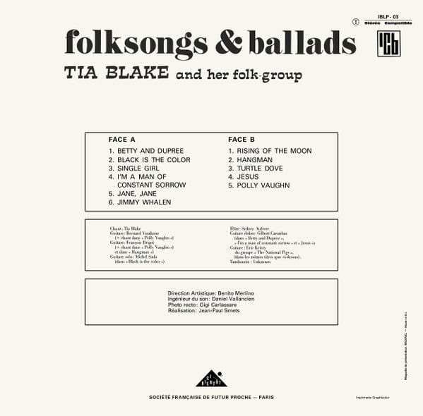 Tia Blake And Her Folk-Group - Folksongs & Ballads (LP) Ici Bientôt Vinyl