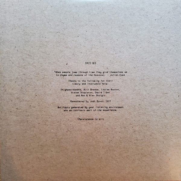 Time Machines – Time Machines (2xLP, Green & Black Splatter, Dais Records, 2021) Back Cover