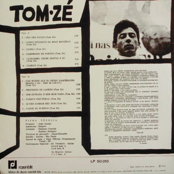 Tom ZÃ© - Grande LiquidaÃ§Ã£o (LP, RE, RM) Mr Bongo, Rozenblit