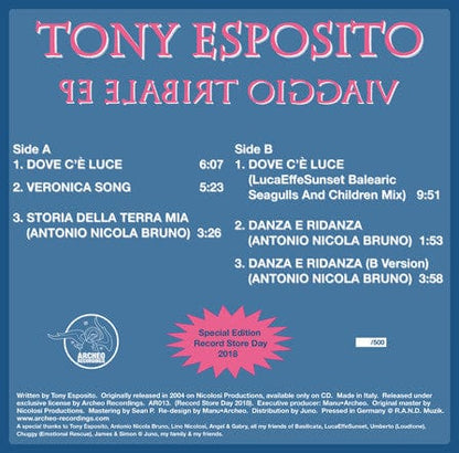 Tony Esposito - Viaggio Tribale EP (12") Archeo Recordings Vinyl