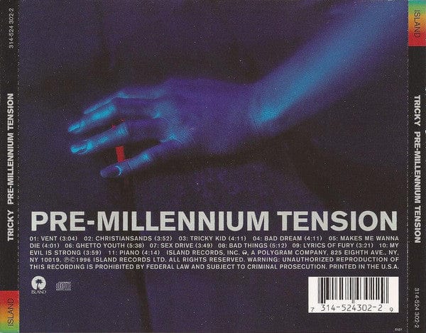 Tricky - Pre-Millennium Tension (CD) Island Records CD 731452430229
