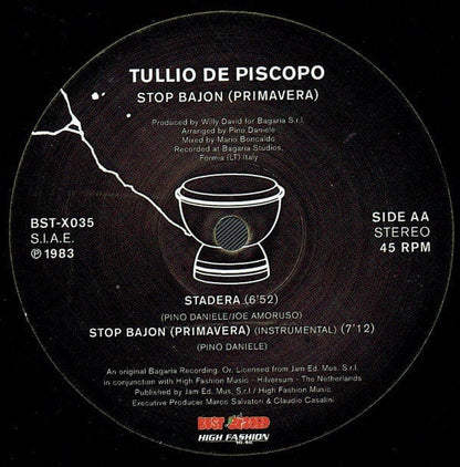 Tullio De Piscopo - Stop Bajon (12", Ltd, RM) Best Record Italy,Best Record