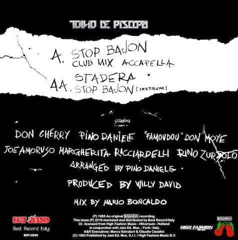 Tullio De Piscopo - Stop Bajon (12", Ltd, RM) Best Record Italy,Best Record