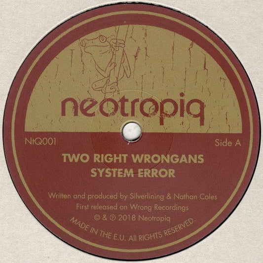 Two Right Wrongans – System Error (12", Neotropiq, 2018) Front Cover