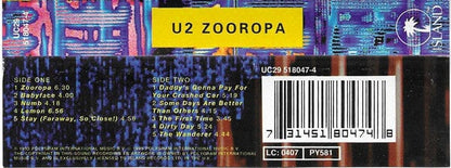 U2 – Zooropa (Cassette, Island Records, 1993) Back Cover