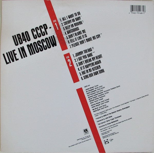 UB40 - CCCP - Live In Moscow (LP) A&M Records, A&M Records Vinyl 07502151681