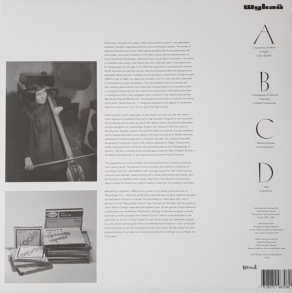 Valentina Goncharova – Recordings 1987 - 1991, Vol. 1 (2xLP, Shukai, 2020) Back Cover