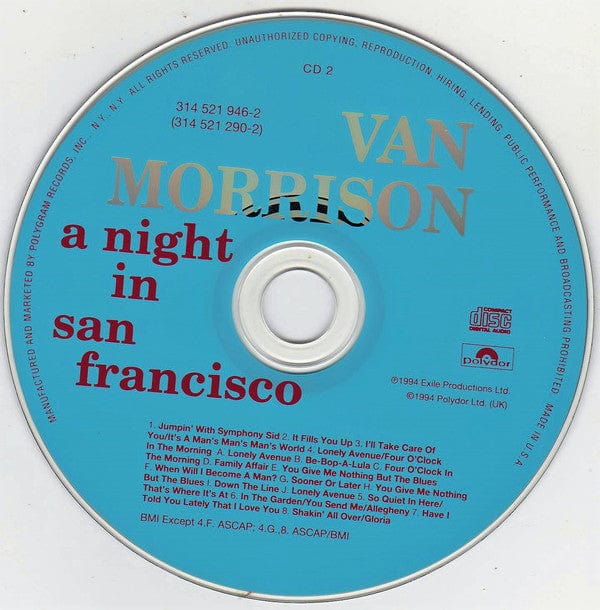 Van Morrison - A Night In San Francisco (2xCD) Polydor CD 731452129024