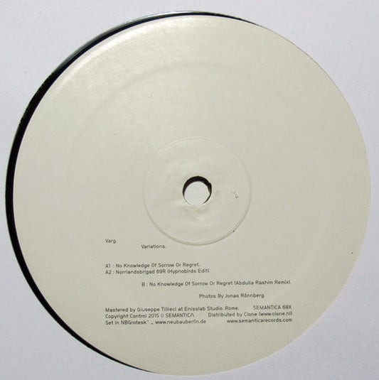 Varg (6) - Variations (12") Semantica Records Vinyl