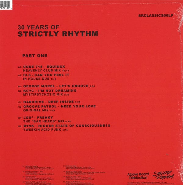 Various - 30 Years Of Strictly Rhythm Part One (2x12", Comp) Strictly Rhythm