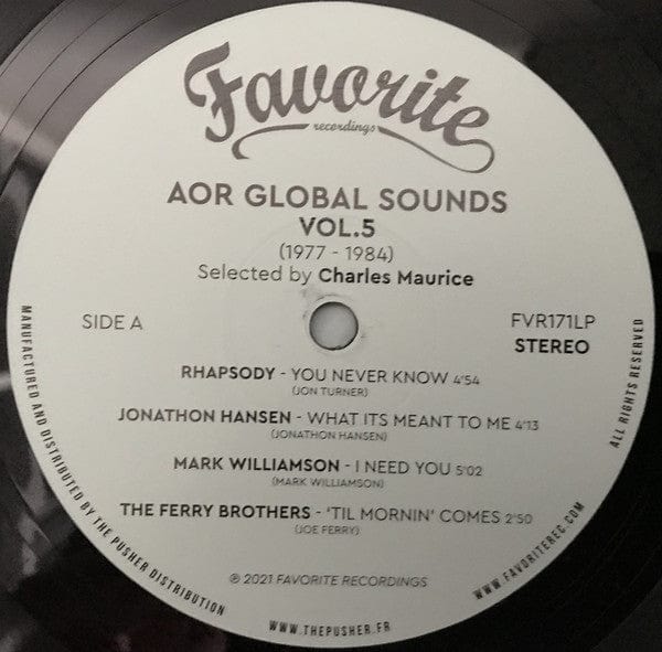 Various - AOR Global Sounds 1977-1984 (Volume 5) (LP) Favorite Recordings Vinyl