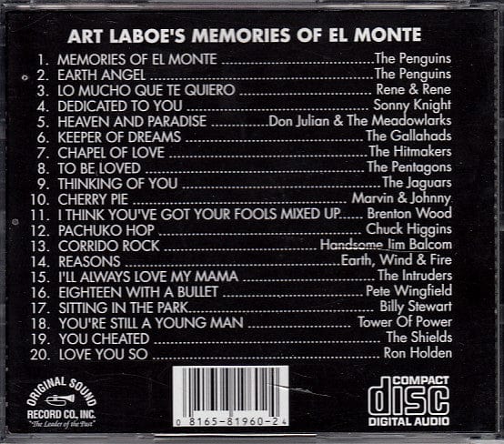 Various - Art Laboe's Memories Of El Monte (CD) Original Sound CD 081658196024
