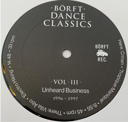 Various - BÃ¶rft Dance Classics Vol. III - Unheard Business 1996-1997 (12", EP) on Börft Records at Further Records