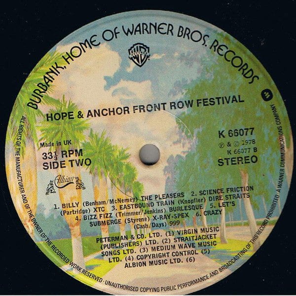 Various - Hope & Anchor Front Row Festival (2xLP, Alb) Warner Bros. Records, Warner Bros. Records