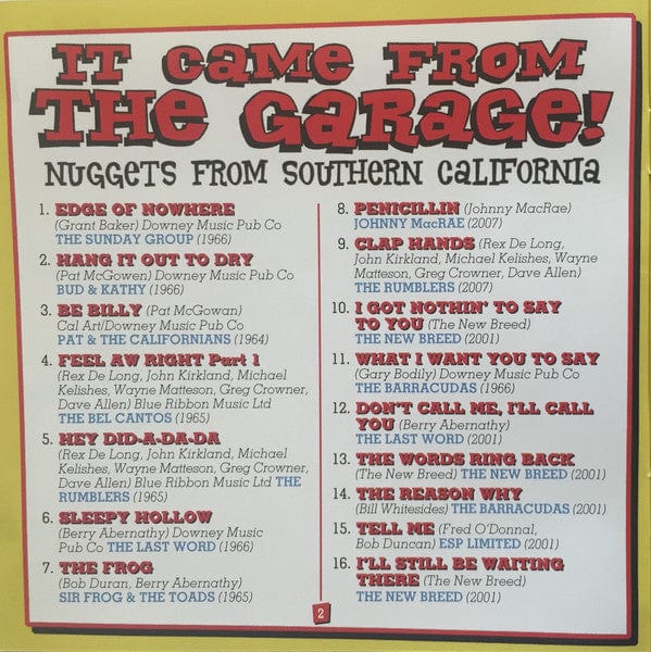Various – It Came From The Garage! (Nuggets From Southern California) (CD, Big Beat Records, 2007) Image 4