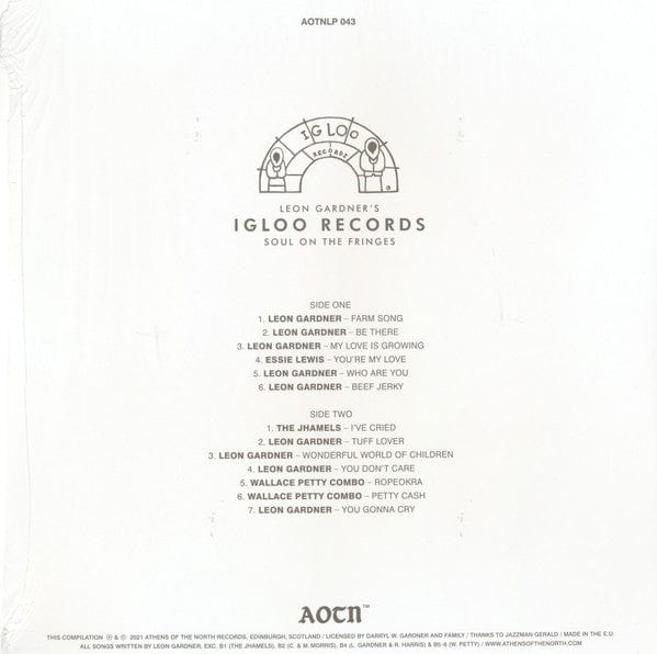 Various – Leon Gardner's Igloo Records (Soul On The Fringes) (LP, Igloo Records, 2021) Back Cover