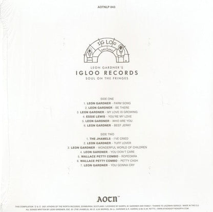 Various – Leon Gardner's Igloo Records (Soul On The Fringes) (LP, Igloo Records, 2021) Back Cover