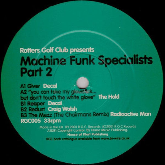 Various - Machine Funk Specialists Part 2 (12", Comp) on Rotters Golf Club at Further Records