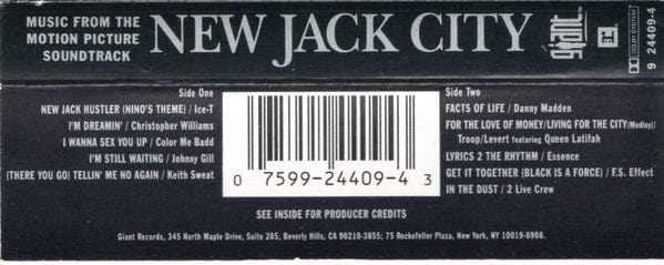 Various - New Jack City (Cassette) Giant Records, Giant Records Cassette 075992440943