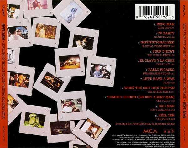Various – Repo Man (Music From The Original Motion Picture Soundtrack) (CD, MCA Records) Back Cover