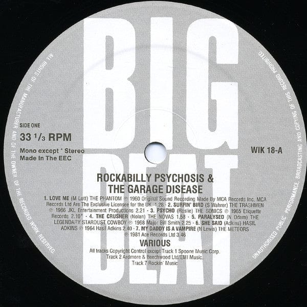 Various - Rockabilly Psychosis And The Garage Disease (LP, Comp, RE) Big Beat Records