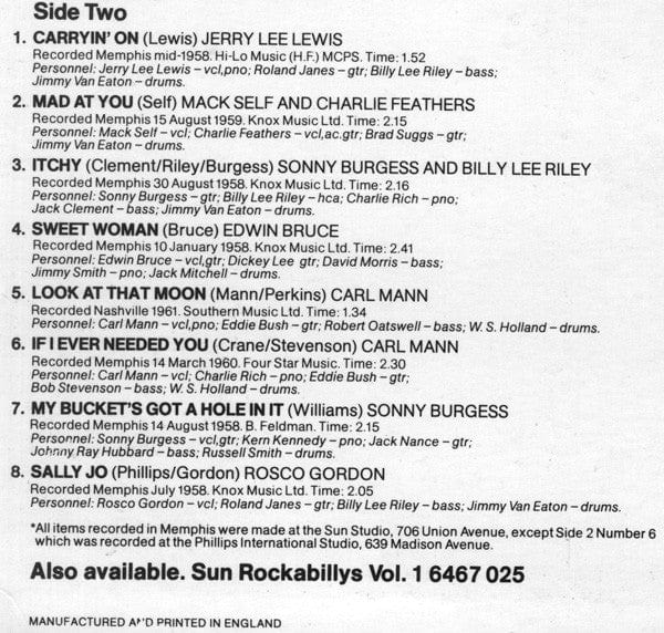 Various - Sun Rockabillys Vol. 2 - Carryin' On on Sun (9) at Further Records