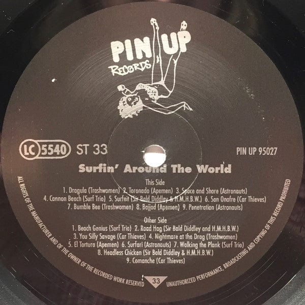 Various – Surfin Around The World (LP, Pin Up Records, 1995) Image 3