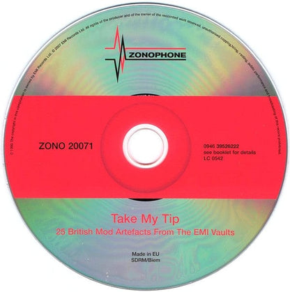 Various - Take My Tip • 25 British Mod Artefacts From The EMI Vaults (CD) Zonophone,Zonophone,Zonophone CD 094639526222