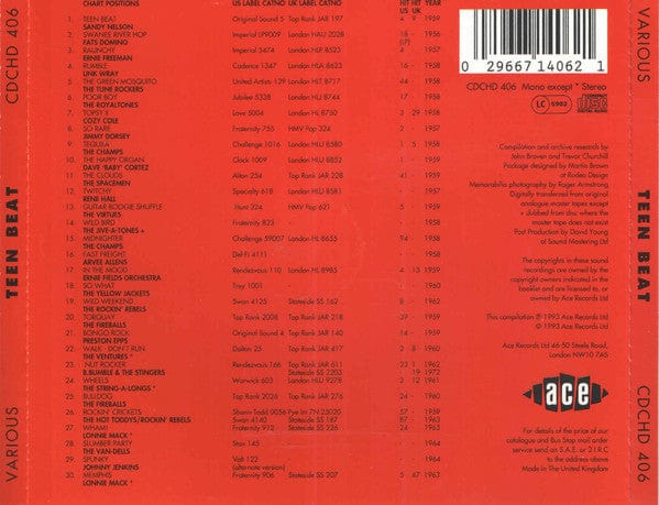 Various - Teen Beat (30 Great Rockin' Instrumentals) (CD) Ace CD 029667140621