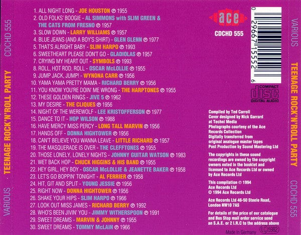 Various - "Teenage" Rock 'N Roll Party (CD) Ace CD 029667155526