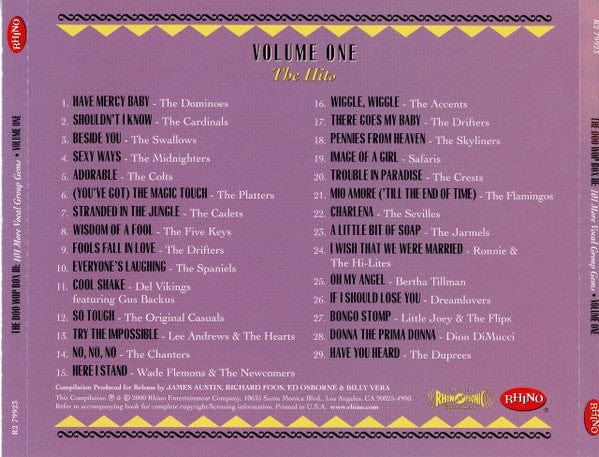 Various - The Doo Wop Box III - 101 More Vocal Group Gems (4xCD) Rhino Records (2) CD 081227992323