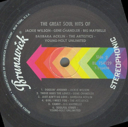 Various - The Great Soul Hits Of Jackie Wilson - Gene Chandler - Big Maybelle - Barbara Acklin - The Artistics - Young-Holt Unlimited (LP, Comp, Pin) on Brunswick at Further Records